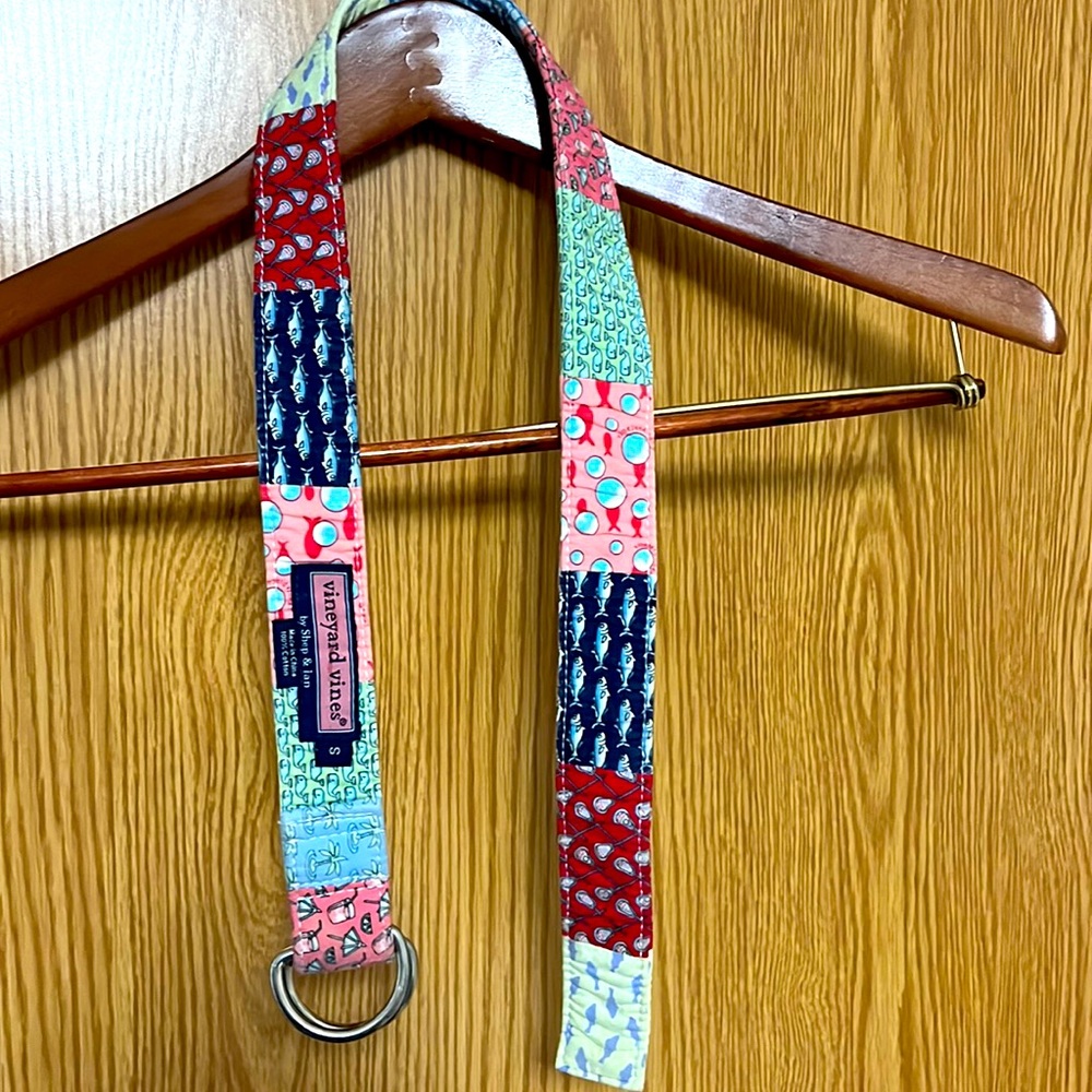 Vineyard Vines Madras Mixed Print Patchwork D Ring Belt - Small 35”